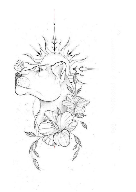 Female Lion Tattoo, Lion Flower, Lioness Tattoo, Lion Tattoo Design, Muster Tattoos, Tattoo Stencil Outline, Elegant Tattoos, Lion Tattoo, Simplistic Tattoos