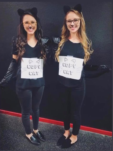 copy cats costume #halloween #costume #halloweencostume #copycats #cats #funny #funnycostume #dressup #bestfriendcostume #groupcostume #bffhalloweencostumes Idiom Costumes For School, Idiom Costumes, Costumes For School, Cats Costume, Cat Dressed Up, Friend Costumes, Team Costumes, Copy Cats, Diy Costumes Women