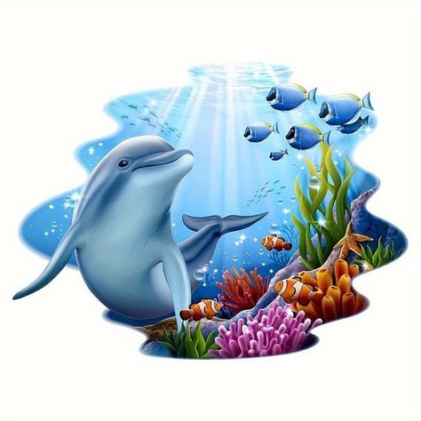 Dolphin Reef, Cute Dolphin, Dolphin Art, Bawah Air, Vinyl Car Stickers, Botol Air, Cute Cars, Ocean Life, Tropical Fish