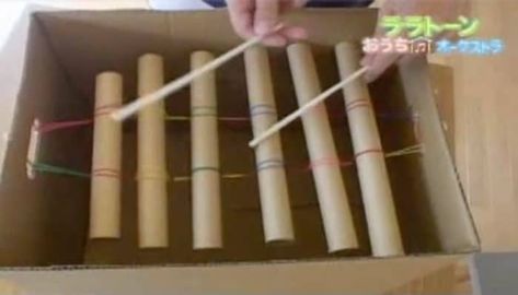 How to make a paper roll xylophone | The Kid Should See This Diy Xylophone, Shawn James, Toy Instruments, Diy Instruments, Diy Xmas Gifts, Visual Aesthetics, The Kid, Paper Roll, Paper Sculpture