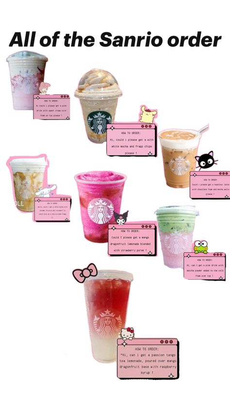 Sanrio Drinks, Drinks Starbucks, Starbucks Secret Menu Recipes, Secret Starbucks Drinks, Starbucks Secret Menu Drinks, How To Order Starbucks, White Mocha, Starbucks Secret Menu, Starbucks Drinks Recipes