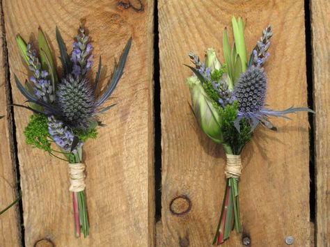 Thistle Boutonniere, Thistle Bouquet, Lavender Boutonniere, Man Bouquet, Flowers And Greenery, Scottish Wedding, Boutonniere Wedding, Trendy Flowers, Lavender Wedding