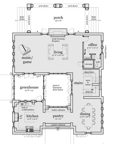 Attached Greenhouse, Castle House Plans, House Plans Modern, Castle Plans, Unique House Plans, Stairs Makeover, Greenhouse Ideas, Home Greenhouse, Courtyard House Plans