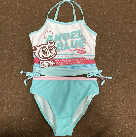 2000s Swimsuit Aesthetic, Y2k Swimsuit Aesthetic, Angel Blue Clothing, Gyaru Swimsuit, 2000s Swimsuit, Mezzo Piano Clothes, Beach Angel, Pixie Core, Fun Swimsuit