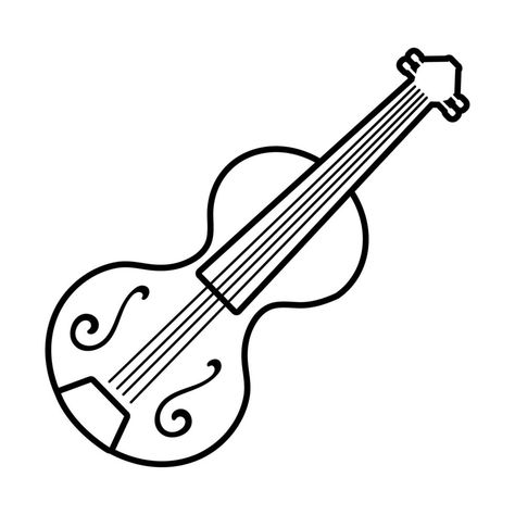 fiddle string instrument line style icon Rondalla Instruments Drawing, String Instruments Drawing, Fiddle Drawing, Violin Outline, Jewelry Shapes, Flute Instrument, Outline Images, Learning English For Kids, Clipart Black And White