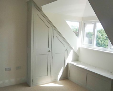 Dunhams Fitted Furniture | Furniture – Attic and Under Eaves Cupboards Secret Attic, Dj Moore, Loft Renovation, Loft Conversion Bedroom, Dormer Loft Conversion, Eaves Storage, Attic Renovation Ideas, Attic Playroom, Cabin Bedroom