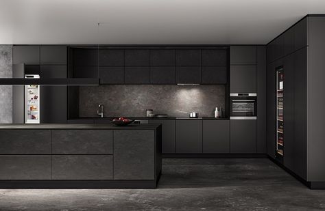 Ultra Modern Kitchen, Modern Black Kitchen, Black Kitchen Decor, Open Plan Kitchen Living Room, Kitchen Decorating Ideas, Wall Decor Kitchen, Modern Kitchen Cabinet Design, Organization Kitchen, Modern Kitchen Interiors