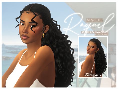 Raquel Hair Hey lovelies, here is a new hairstyle, a cute curly low ponytail inspired by the one of many amazing hairstyles I've... Sims 4traits, Sims 4 Maxis Match Natural Hair, Gege Sims Hair, Sims 4 Sza Hair, Sims 4 Cc Hair Bubble Braids, Sims 4 4c Hair Cc, Simstefani Cc Free, Gegesims Hair, Sims 4 Brazilian Cc