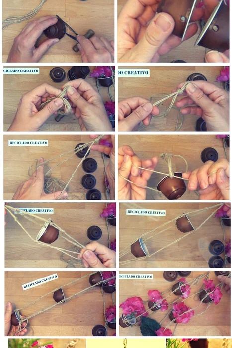 Mini Hanging Garden With Recycled Coffee Pods : 5 Steps (with Pictures) - Instructables Coffee Pods Crafts, Coffee Capsules, Hanging Garden, Coffee Pods, Recycling, Coffee