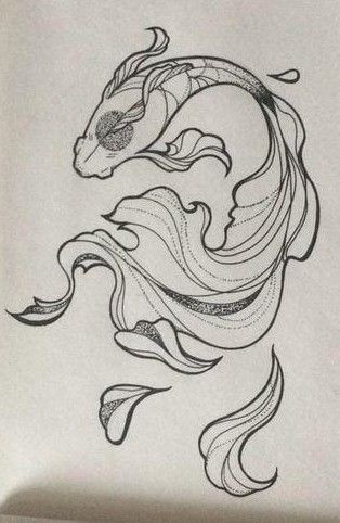 Koi Fish Drawing Tattoo, Coy Fish, Minimalist Tattoo Ideas, Koi Fish Drawing, Koi Art, Koi Tattoo, Fish Drawings, Best Tattoo Designs, Arte Sketchbook