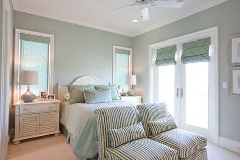 Sw Filmy Green Bedroom, Filmy Green Sherwin Williams Bedrooms, Filmy Green Sherwin Williams, Sw Filmy Green, Bedroom Colors Sherwin Williams, Filmy Green, Calming Bedroom Colors, Traditional Decor Southern, Flip Houses