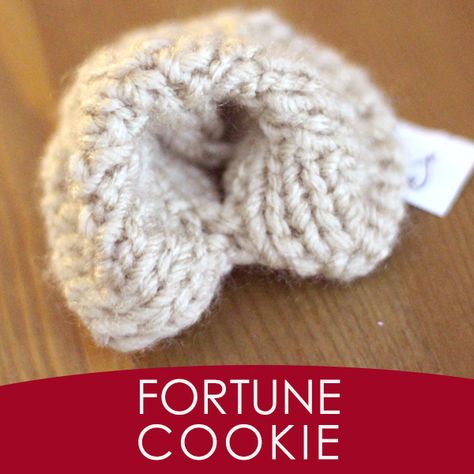 How to Knit a Fortune Cookie for Chinese New Year by Studio Knit Studio Knit, Softie Pattern, Fortune Cookies, Upcycle Sewing, Crochet Food, Knitting Instructions, Crochet Goodies, Learn How To Knit, Knitted Wit