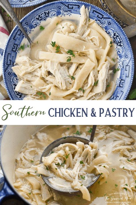 Salad Green Beans, Chicken Pastry, Chicken And Pastry, Easy Pastry Recipes, Chicken Dumplings Recipe, Southern Chicken, Southern Comfort Food, Comfort Food Chicken, Pastry Recipe