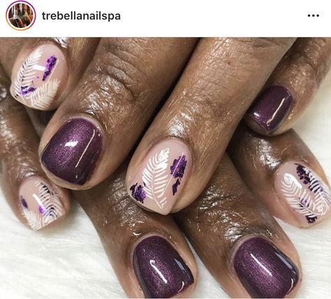 Nail Designs For Black Women, Nail Designs On Natural Nails, Gel Polish Natural Nails, Designs On Natural Nails, Nails For Black Women, Polish On Natural Nails, Black And Purple Nails, Natural Nail Art, New Nail Art Design