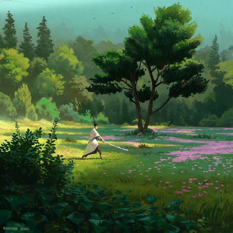 Ghibli Painting, Shooter Games, Painting Practice, Studio Ghibli Art, Aesthetic Japan, Ghibli Art, Fantasy Art Landscapes, Animation Background, Environment Design