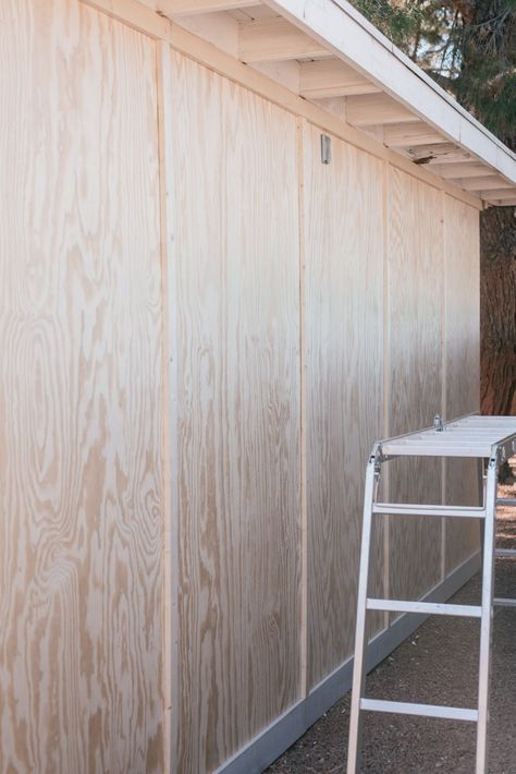 Plywood Board And Batten Walls, Board And Batten Plywood, Replace Siding With Board And Batten, Diy Shed Siding Ideas, Board And Batten Shed Ideas, Inexpensive Siding Exterior, Garage Board And Batten, Diy Board And Batten Exterior, How To Install Board And Batten Siding