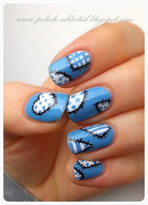 Patchwork Nails Nailart, Patches Nail Art, Nail Art Patchwork, Patchwork Nail Designs, Quilted Nails Designs, Hobo Nails, Patchwork Nail Art, Quilt Nails Designs, Patch Work Nails