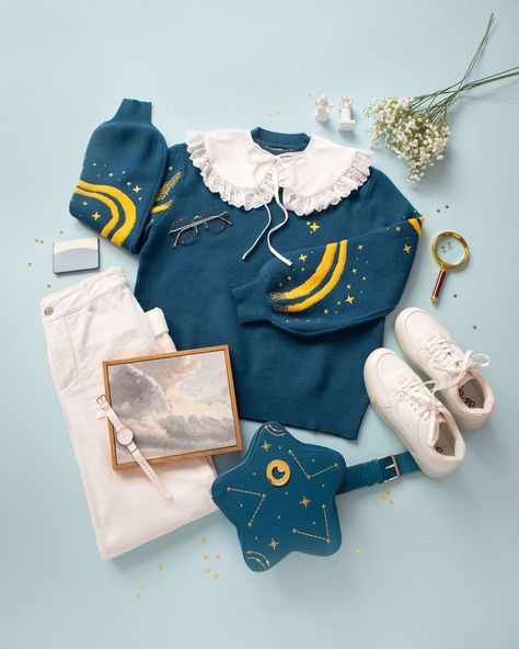 Carmico ✿ Indie Apparel Brand (@carmiico) • Instagram photos and videos Astronomy Books, Kidcore Outfit, Star Bags, Sky Clothing, Boy Fits, Garden Whimsy, Puff Sleeve Sweater, Apparel Brand, Funky Fashion