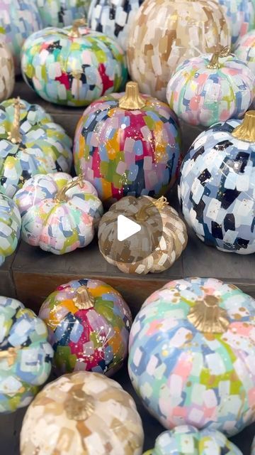 EMILY NICHOLS on Instagram: "The prettiest pumpkin patch you ever did see! 🎉🎃🥰

Countdown is on… Only FIVE DAYS away!!! Who’s ready to shop on Tuesday? 🙋🏼‍♀️

#confettipumpkins #handpaintedpumpkins #pumpkinart #paintedpumpkins #falldecor #emilynicholsart" Pretty Pumpkins, Pumpkin Art, Painted Pumpkins, Painting Tips, How To Paint, Pumpkin Patch, Easy Crafts, Multi Colored, Pumpkins