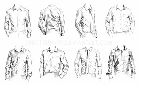 A study in shirts-- formal by Spectrum-VII on DeviantArt Shirt Sketch, Shirt Drawing, Fashion Sketch, 인물 드로잉, Body Drawing, Woman Drawing, Drawing Practice, Drawing Clothes, Drawing Tips