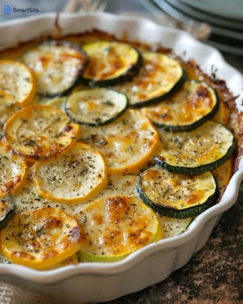 Zucchini and Yellow Squash Au Gratin - Mardinolay Recipes Keto Au Gratin, Yellow Squash Au Gratin, Squash Au Gratin, Veggie Casseroles, Zucchini Health Benefits, Zucchini And Yellow Squash, Casserole Kitchen, Au Gratin Recipes, Squash Varieties