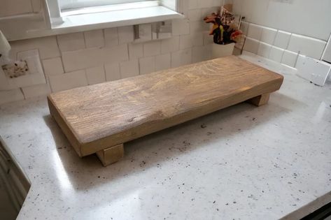 40cm Modern Rustic Live Edge Shelf Kitchen Bathroom Riser - Etsy UK Live Edge Shelves Kitchen, Live Edge Shelf, Modern Rustic Kitchen, Christmas Table Centrepiece, Live Edge Shelves, Water Wipes, Shelf Kitchen, Table Centrepiece, Candle Displays