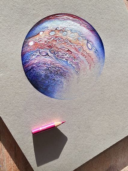 Jupiter Drawing, Jupiter Planet, Colored Pencil Art Projects, Planet Painting, Planet Drawing, Planet Colors, Architectural Designer, Colored Pencil Artwork, Crayon Art