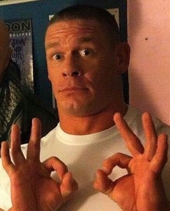 He looks terrified! XD John Cena Reaction Pic, Terrified Reaction Pic, Bing Chilling, Wwe Gifs, Wwe Facts, Wrestling Photos, John Cena And Nikki, Albert Pike, Cleft Chin