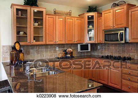 Modern kitchen View Large Photo Image Light Wood Kitchen Cabinets, Light Wood Kitchens, Honey Oak Cabinets, Kitchen Updates, Honey Oak, Granite Countertops Kitchen, Wood Kitchen Cabinets, Custom Kitchen Cabinets, Kitchen Upgrades