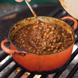 Cowboy Beans #FathersDay Outdoor Dishes, Cowboy Beans, Grilled Bread, Bbq Sides, Smoked Pork, On The Grill, Camping Food, Baked Beans, Bean Recipes