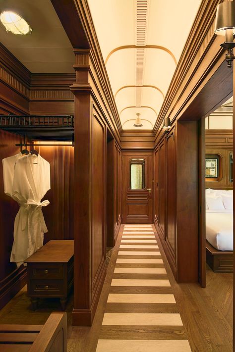 All Aboard the InterContinental Khao Yai — Design Anthology Art Deco Train, Bill Bensley, Thailand Design, Khao Yai National Park, Vintage Steamer Trunk, Retro Rooms, Chambre Inspo, Gable Trim, Khao Yai