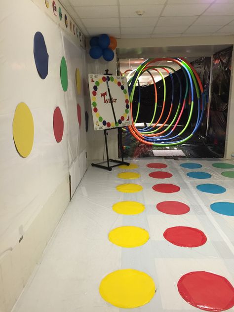 Life Game Decorations, Twister Game Decorations, Vbs Game Theme, Game Decorations Ideas, Vbs Twists And Turns Decorations, Vbs Twists And Turns, Twist And Turns Vbs 2023 Decorations, Twist And Turns Vbs 2023, Twist And Turns Vbs