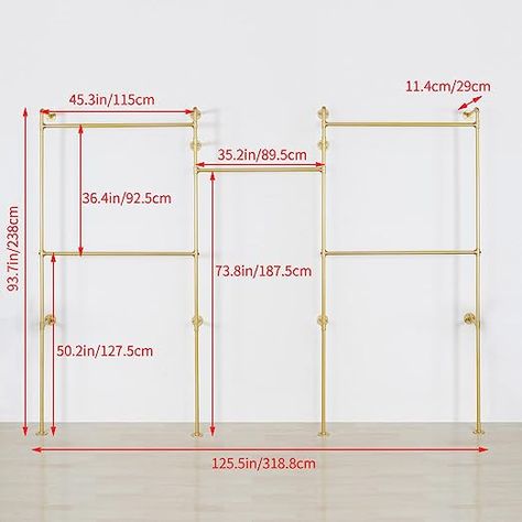 Amazon.com: EDCB Industrial Pipe Clothes Rack, Heavy Duty Detachable Wall Mounted Black Iron Garment Bar, Clothing Store Display Stands Garment Rack Closet System (125.5 x 93.7inch) : Home & Kitchen Clothing Boutique Decor, Industrial Pipe Clothing Rack, Retail Clothing Racks, Pipe Clothes Rack, House Closet, Clothing Rack Display, Clothing Store Displays, Metal Clothes Rack, Clothing Store Design