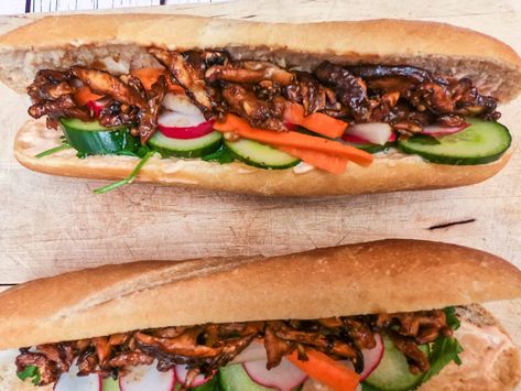 Vegan Banh Mi Recipe | The Best Banh Mi Vegan Sandwich EVER! Vegan Grinder Sandwich, Grinder Recipes, Vegan Banh Mi, Vegan Mayonaise, Banh Mi Recipe, Vegan Sandwiches, Vegan Wraps, Vegan Asian, Veggie Sandwich