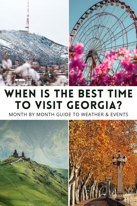 A detailed guide to the four seasons in Georgia (the country), festivals and special activities. Find the perfect time to visit Georgia for your interests and budget. #Georgia #Caucasus | Georgia country travel guide | Georgia Europe travel Georgia Europe, Georgia Travel Guide, Visit Georgia, Georgia Country, Georgia Travel, Anniversary Trips, The Four Seasons, Best Seasons, Travel Information