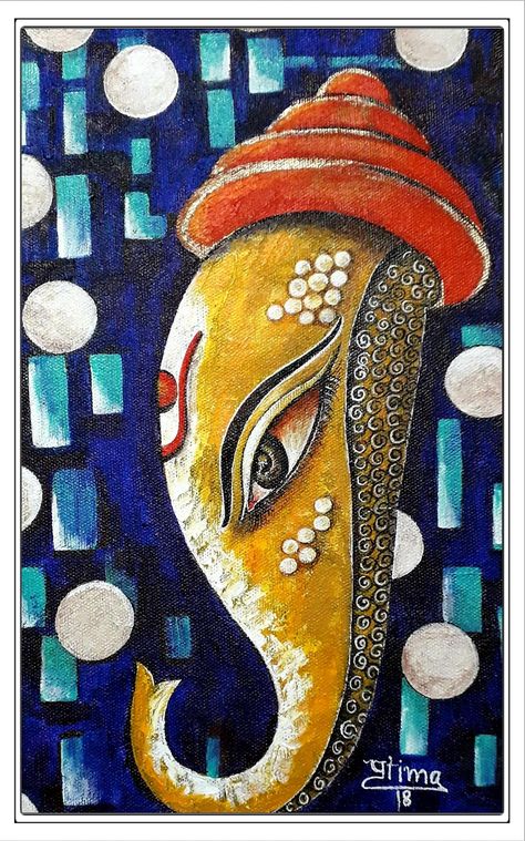 Big Canvas Drawing, Canvas Drawing Easy, Ganesha Acrylic Painting, Pratima Pandey, Lord Painting, Bal Ganesha, Ganesh Painting, Ganesha Artwork, Buddha Painting Canvas