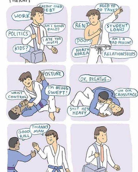 57 Likes, 4 Comments - Jiu-Jitsu Motivation  (@jiujitsu_motivation) on Instagram: “Repost @garrytonon ・・・ One of the best memes to describe the magic of BJJ in ones life. THERAPY by…” Karate Training Exercises, Bjj Humor, Bjj Quotes, Jiu Jitsu Quotes, Jiu Jitsu Motivation, Bjj Memes, Jiu Jitsu Memes, Kenpo Karate, Motivation Funny