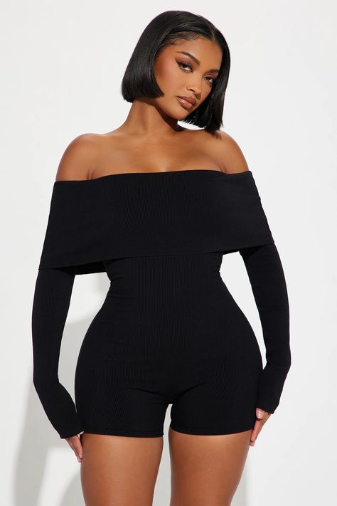 Short Jumper Outfit, Romper Outfit Black, Black Romper Outfit, Fashion Nova Black Dress, Spandex Outfits, Playsuits Outfit, Kardashian Outfit, Fashion Nova Outfits