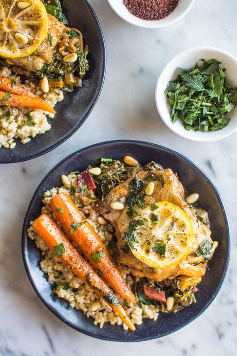 One-Pot Braised Lemon Paprika Chicken with Sumac - tasty dish ready in 30 minutes! | healthynibblesandbits.com Swiss Chard Recipes, Chard Recipes, Paprika Chicken, Quick Dinners, Pan Meals, Swiss Chard, Pot Meals, Poultry Recipes, Chard