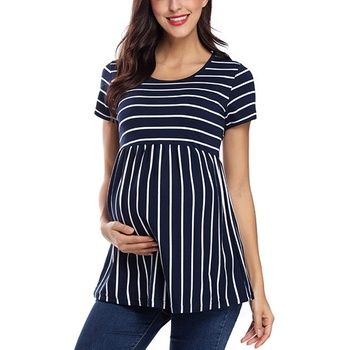 Maternity Nursing Clothing | PatPat | Free Shipping Pregnant Women Fashion, Blue Maternity Dress, Clothes For Pregnant Women, Maternity Blouse, Round Neck Shirt, Maternity Shorts, Blouse Material, Womens Maternity, Sleeve Fashion