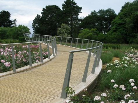 CTS Bridges | Details, information & images of Landscape Structures Ramp Design, Temple Gardens, Landscape Structure, Landscaping Images, Garden Walkway, Timber Deck, Walkway, Garden Bridge, Aerial View