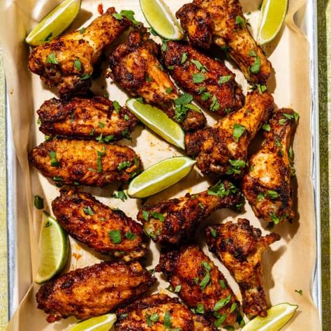 Air-Fryer Chili-Lime Chicken Wings | America's Test Kitchen Recipe Chili Lime Chicken Wings, Air Fryer Chili, Lime Wings, Chicken Wings In Air Fryer, Lime Chicken Wings, Wings In Air Fryer, Chicken Wings Air Fryer, Air Fryer Recipes Chicken Wings, Recipes Chicken Wings