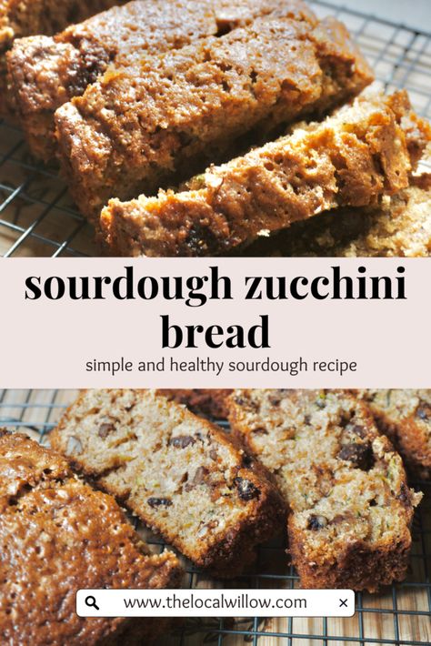 Sourdough Zucchini Recipes, Zucchini Sourdough Bread, Sourdough Chocolate Zucchini Bread, Sourdough Discard Zucchini Bread, Sourdough Zucchini Bread, Strawberry Zucchini Bread, Sourdough Zucchini Bread Recipe, Healthy Homemade Bread, Dough Starter Recipe