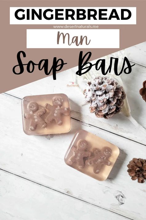 These DIY Gingerbread men Christmas Soap bars make adorable gifts. They are surprisingly easy to make using melt and pour soap base and silicone molds. Add the gingerbread essential oil blend to make them smell yummy or use your own favorite scent. Diy Christmas Soap, Essential Oil Soap Recipe, Gingerbread Soap, Silicone Molds Recipes, Christmas Soaps, Melt And Pour Soap Base, Diy Gingerbread, Homemade Soap Bars, Easy Soap Recipes