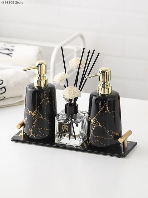 Soap Dispenser Tray, Cheap Bathroom Accessories, Golden Marble, Bottle Tray, Marble Ceramic, Ceramic Bathroom, Marble Ceramics, Bathroom Tray, Bathroom Accessories Sets