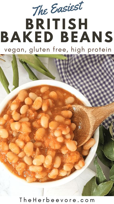 Vegan British Baked Beans - Heinz Beans Copycat Recipe! English Breakfast Beans Recipe, British Baked Beans Recipe, English Breakfast Beans, British Baked Beans, Baked Beans Vegan, Heinz Beans, Breakfast Beans, Heinz Baked Beans, Weekend Brunch Recipes