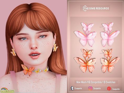 Artsy Accessories, Butterfly Hair Accessories, Spring Furniture, Sims 4 Children, Sims 4 Toddler, Sims Four, Sims 4 Mods Clothes, Sims 4 Cas, Floral Butterfly