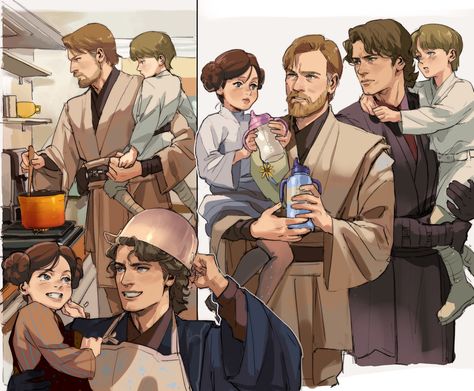 Columbo on Twitter: "AU where everything is fine and Padme left the kids with Obi wan and Anakin bc she’s busy #StarWars… " Anakin And Luke Fanart, Obi Wan And Anakin, Star Wars Meme, Anakin Vader, Future Poster, Arte Nerd, Star Wars Jokes, Cuadros Star Wars, Ur Mom