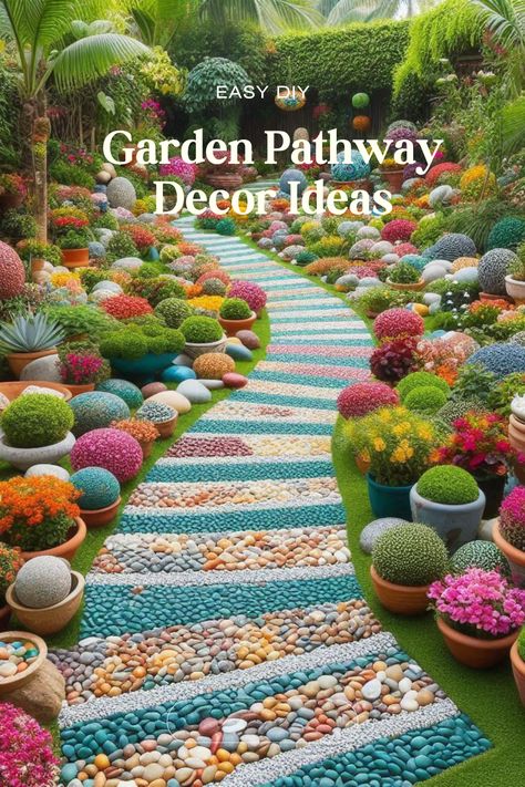 A garden pathway isn’t just a functional element—it’s an opportunity to elevate your outdoor space with style and creativity. Whether you want a simple and natural look or something more bold and artistic, decorating your garden pathway can add character and charm. For more click the link below Pebble Paths Walkways, Mosaic Pathway, Garden Train, Pathway Decor, Garden Trains, Garden Line, Walkway Design, Walkways Paths, Deck Designs Backyard