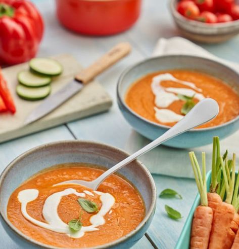 Hidden Vegetable Tomato Soup | Annabel Karmel Hidden Veggie Soup, Vegetable Tomato Soup, Cherry Tomato Soup, Picky Palate, Baked Rigatoni, Hidden Vegetables, Roasted Cherry, Roasted Cherry Tomatoes, Hidden Veggies